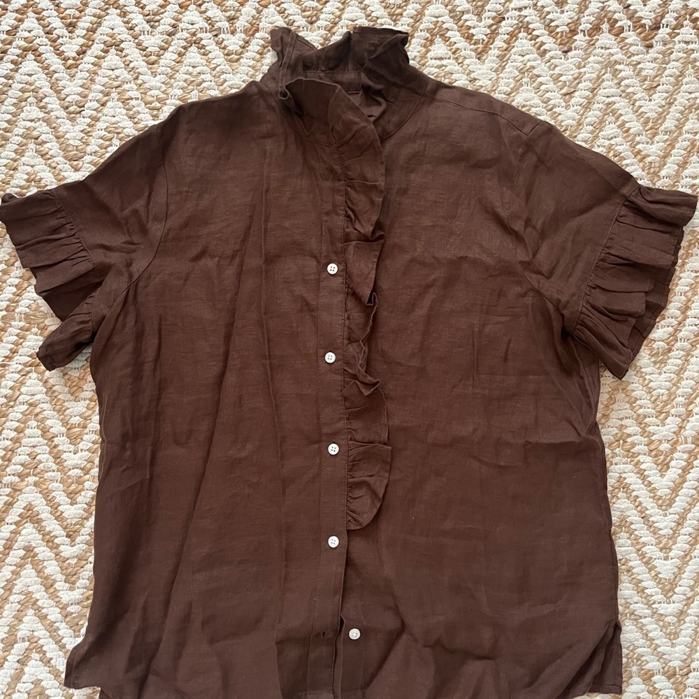 J. Crew linen Short Sleeve Blouse